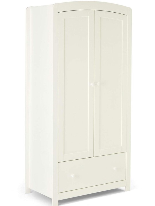 Mia 4 Piece Cotbed with Dresser Changer, Wardrobe, and Essential Fibre Mattress Set- White image number 8